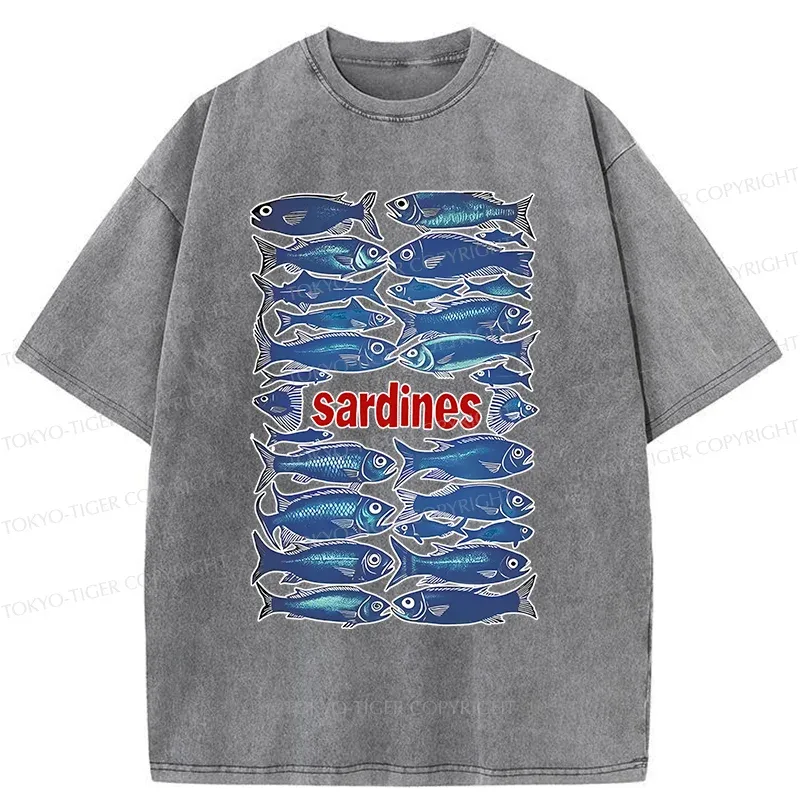 Tokyo-Tiger Japan Sardines Washed T-Shirt