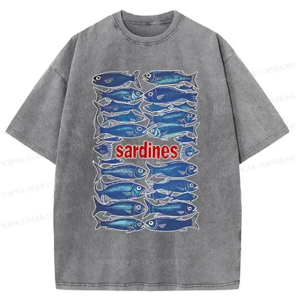 Tokyo-Tiger Japan Sardines Washed T-Shirt