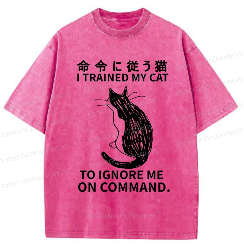 Tokyo-Tiger Cat Obeying Orders Washed T-Shirt