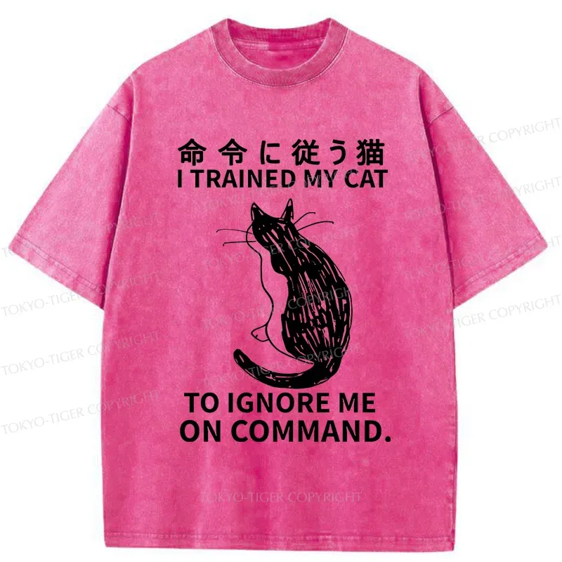 Tokyo-Tiger Cat Obeying Orders Washed T-Shirt