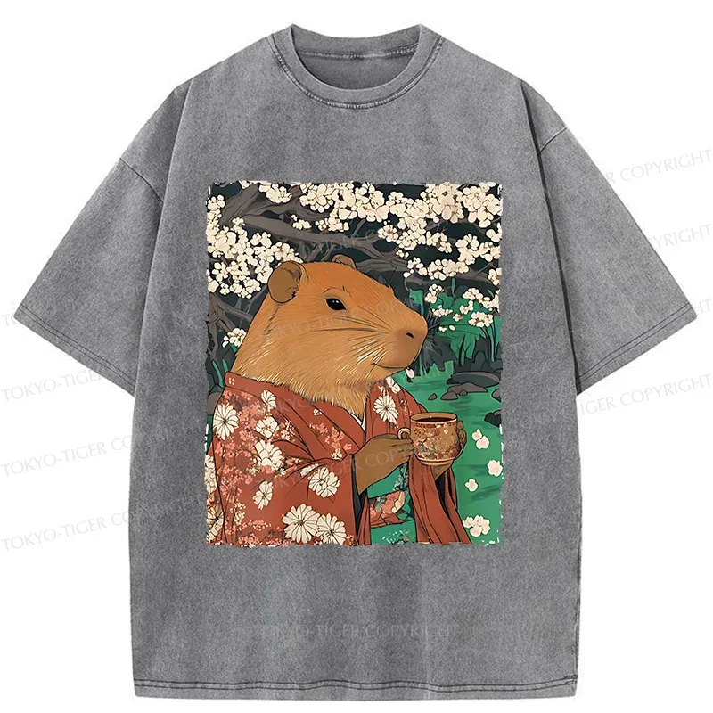 Tokyo-Tiger Japanese Capybara Washed T-Shirt