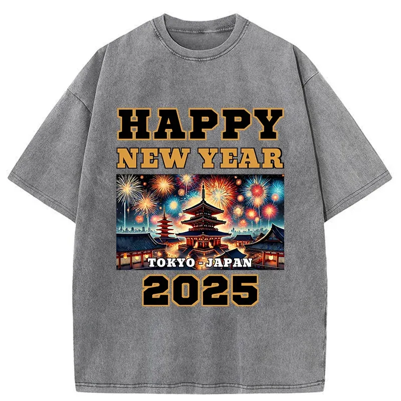 Tokyo-Tiger Happy New Year 2025 Washed T-Shirt