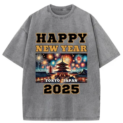 Tokyo-Tiger Happy New Year 2025 Washed T-Shirt