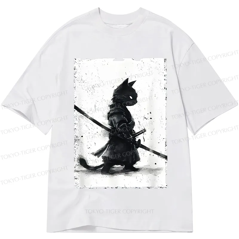 Tokyo-Tiger Retro Cat Samurai Japanese Classic T-Shirt