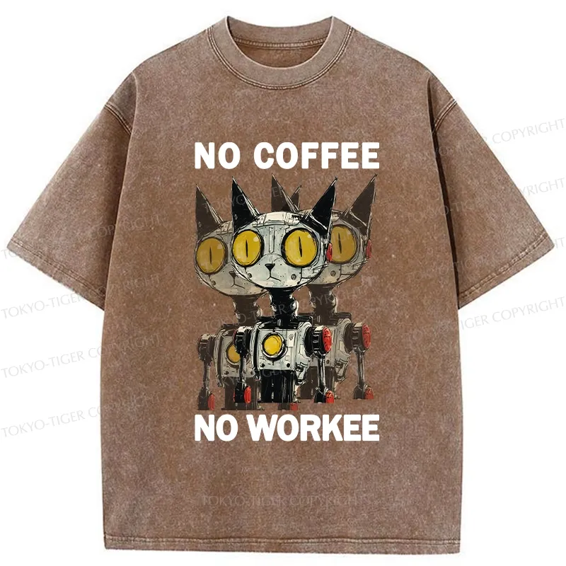 Tokyo-Tiger No Coffee No Workee Washed T-Shirt
