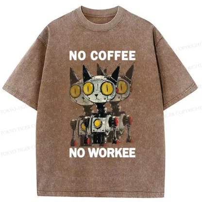 Tokyo-Tiger No Coffee No Workee Washed T-Shirt