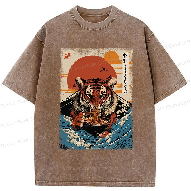 Tokyo-Tiger Tiger Obsessed With Ramen Washed T-Shirt