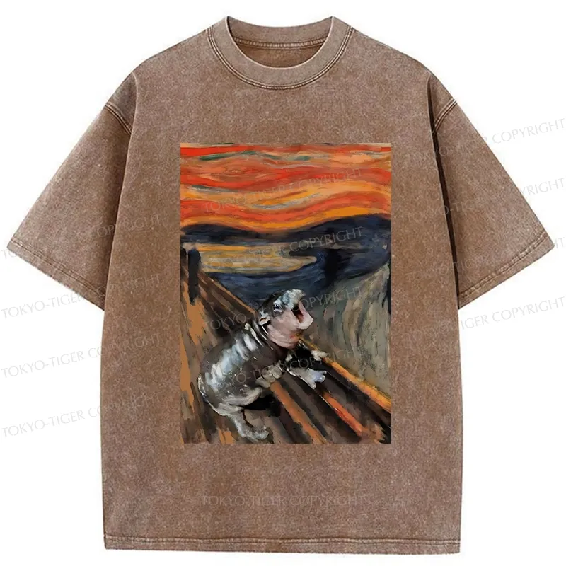 Tokyo-Tiger The Scream Moo Deng Washed T-Shirt