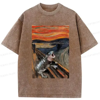 Tokyo-Tiger The Scream Moo Deng Washed T-Shirt