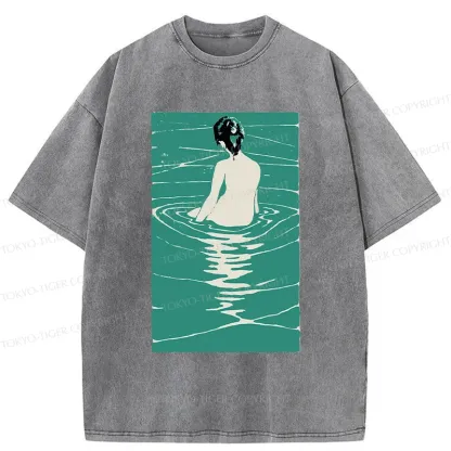 Tokyo-Tiger Woodcut Japanese Art Washed T-Shirt