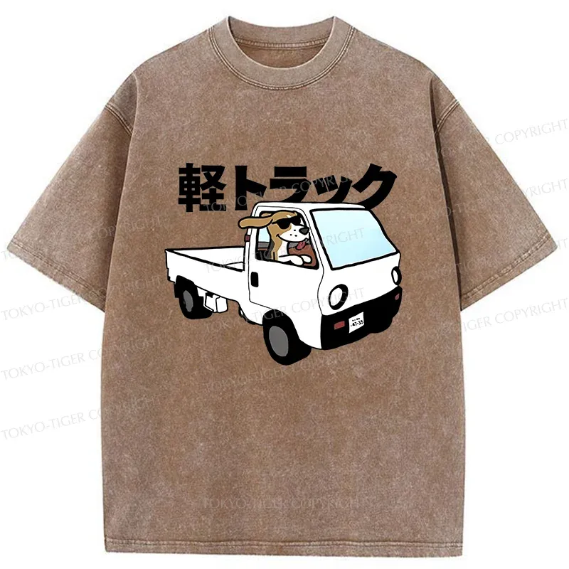 Tokyo-Tiger Beagle Driving A Car Washed T-Shirt