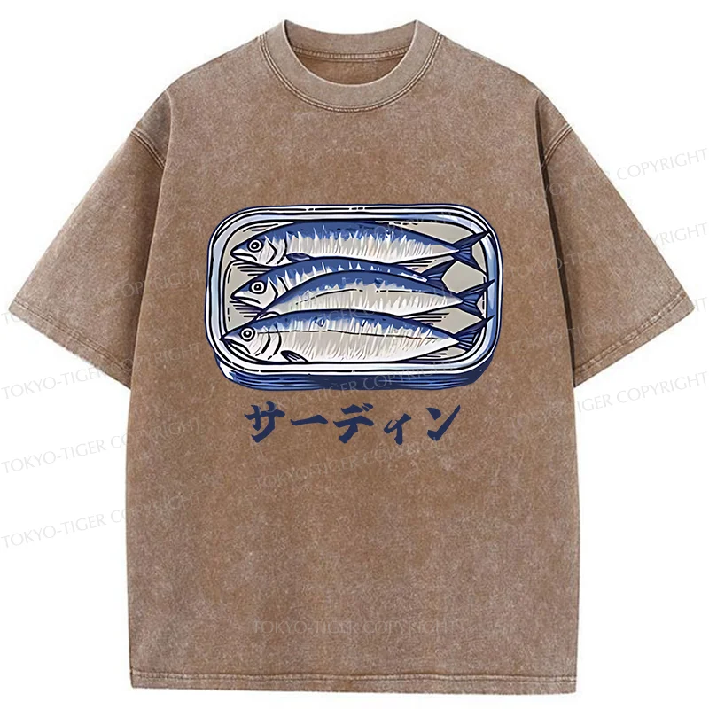 Tokyo-Tiger Sardines Can Vintage Washed T-Shirt