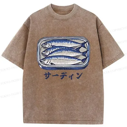 Tokyo-Tiger Sardines Can Vintage Washed T-Shirt