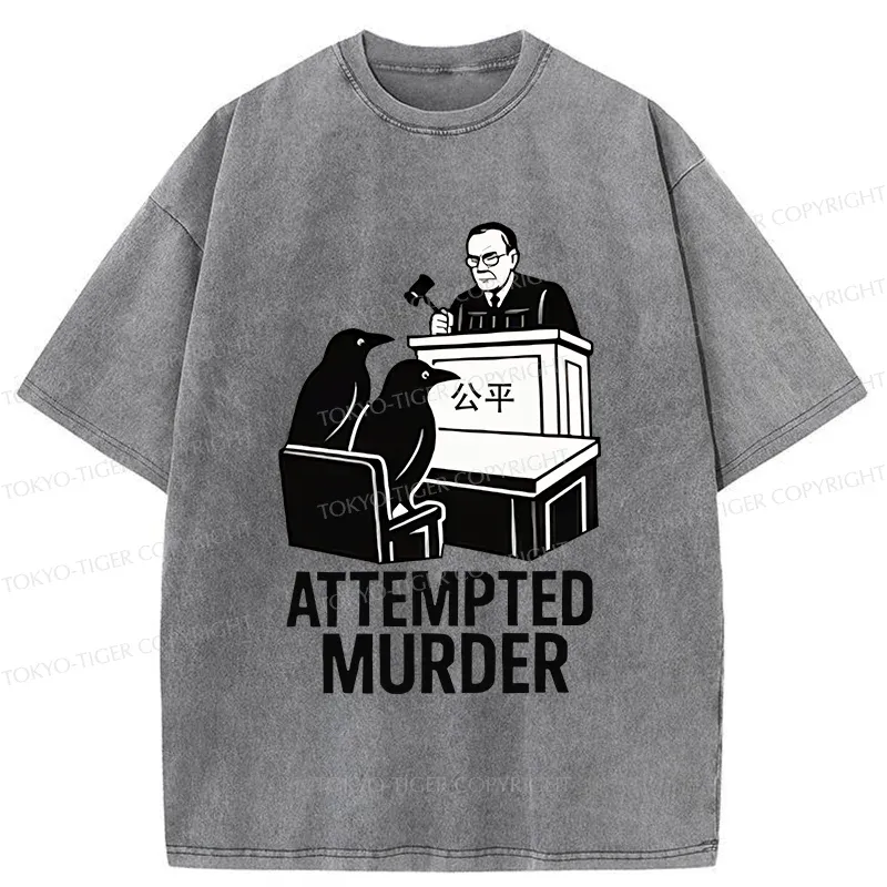 Tokyo-Tiger Attempted Murder Funny Washed T-Shirt