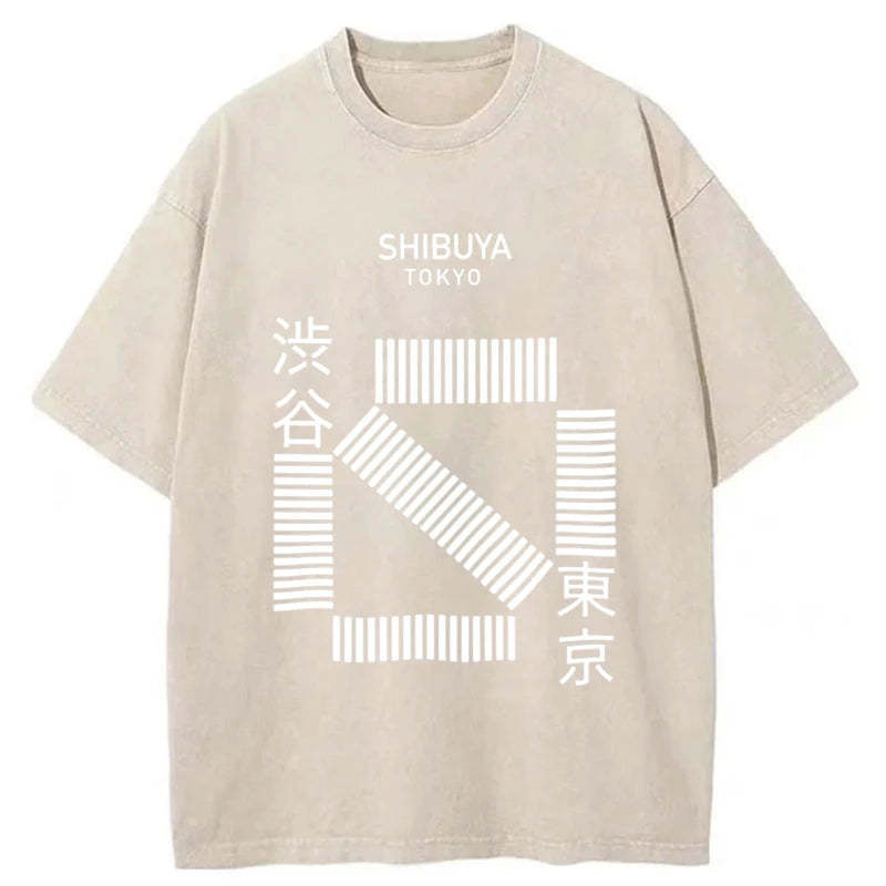 Tokyo-Tiger Japanese Shibuya Crossing Washed T-Shirt