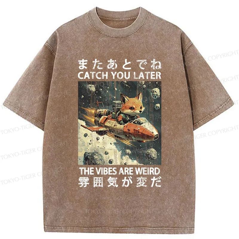 Tokyo-Tiger Fox Astronaut Washed T-Shirt
