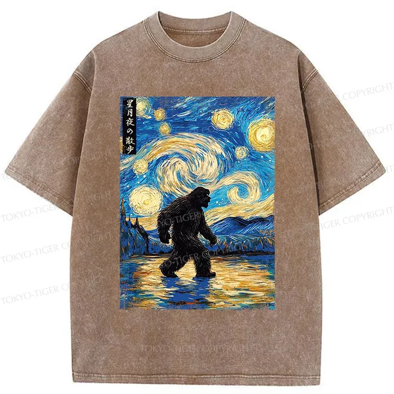 Tokyo-Tiger Bigfoot Under The Stars Washed T-Shirt