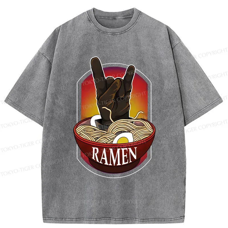 Tokyo-Tiger Ramen Hand Gesture Washed T-Shirt