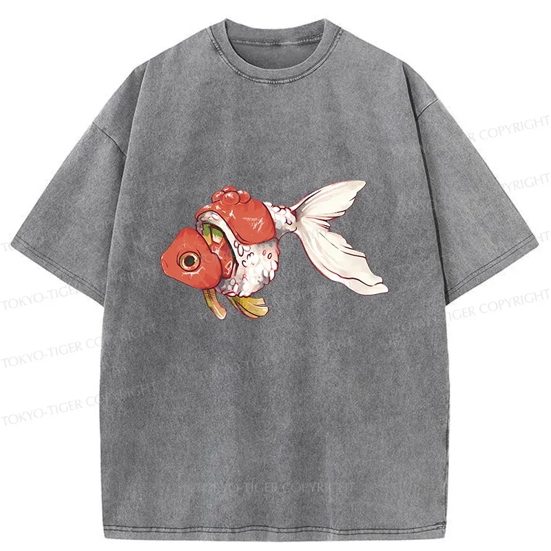 Tokyo-Tiger Goldfish Sushi Washed T-Shirt