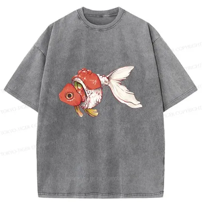 Tokyo-Tiger Goldfish Sushi Washed T-Shirt