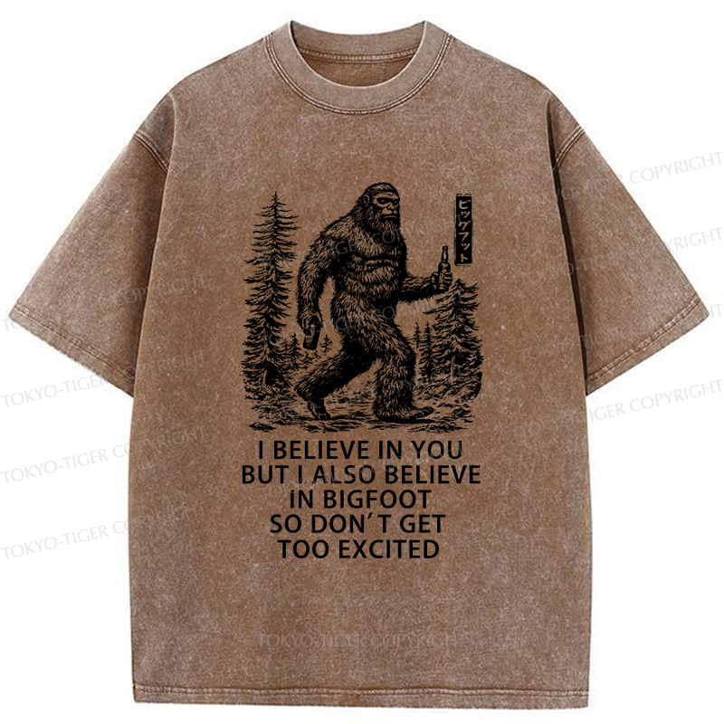 Tokyo-Tiger Bigfoot Walking In The Forest Washed T-Shirt