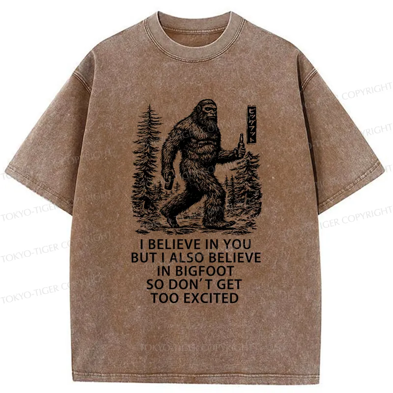 Tokyo-Tiger Bigfoot Walking In The Forest Washed T-Shirt