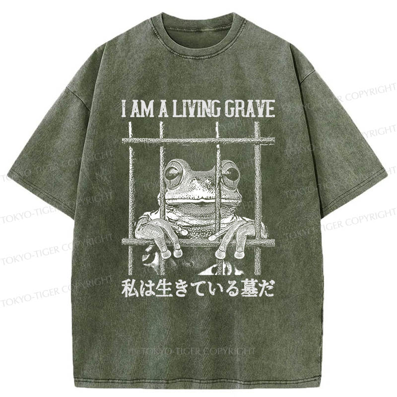 Tokyo-Tiger Funny Frog In Cage Washed T-Shirt