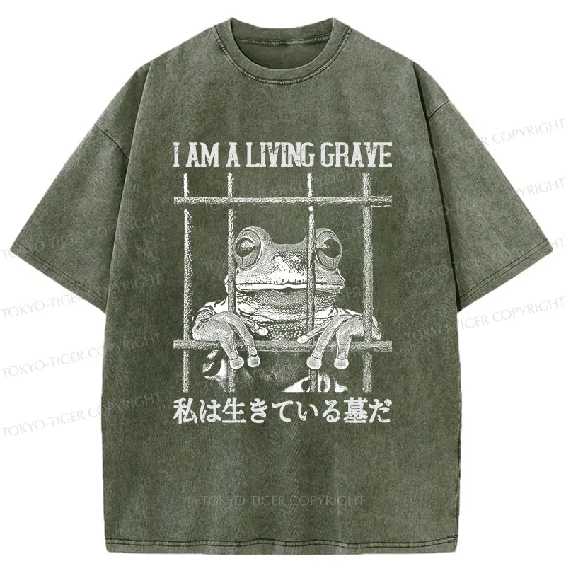 Tokyo-Tiger Funny Frog In Cage Washed T-Shirt