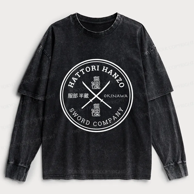 Tokyo-Tiger Hattori Hanzo Sword Company Washed Double Layer T-Shirt