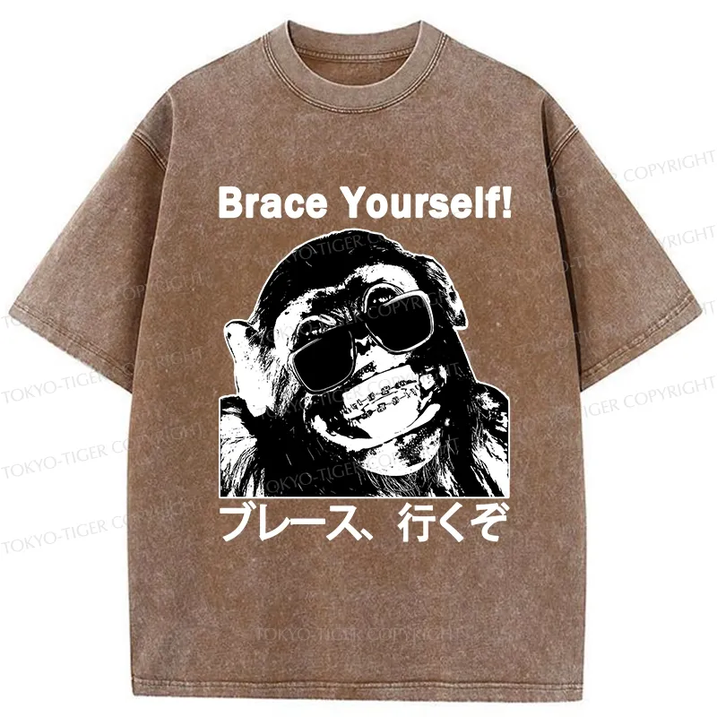 Tokyo-Tiger Brace Yourself Washed T-Shirt