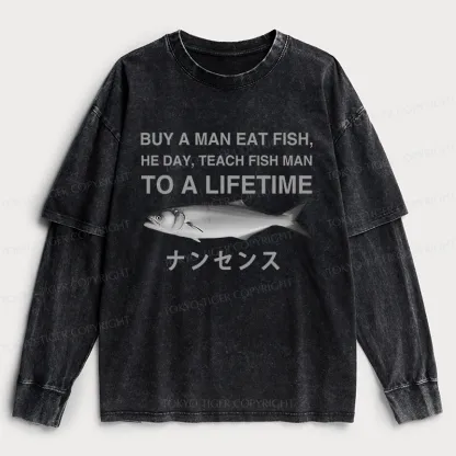 Tokyo-Tiger Funny To A Lifetime Washed Double Layer T-Shirt