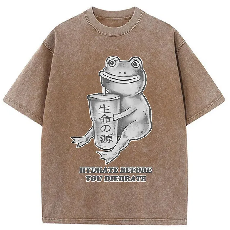 Tokyo-Tiger Hydrate Before You Diedrate Washed T-Shirt