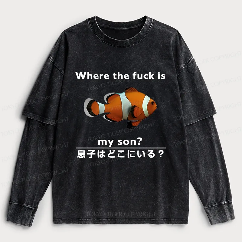Tokyo-Tiger Fish Looking For Son Washed Double Layer T-Shirt