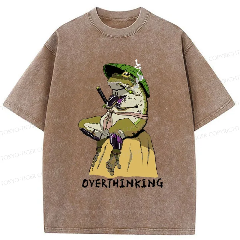 Tokyo-Tiger Overthinking Frog Samurai Washed T-Shirt