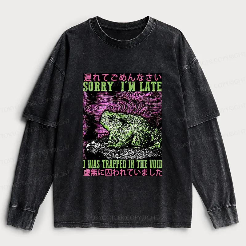 Tokyo-Tiger Frogs Trapped In The Void Washed Double Layer T-Shirt