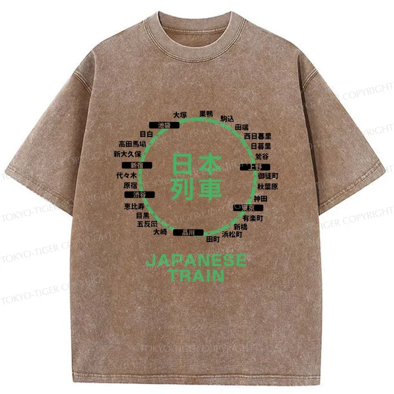 Tokyo-Tiger Japanese Train Stations Washed T-Shirt