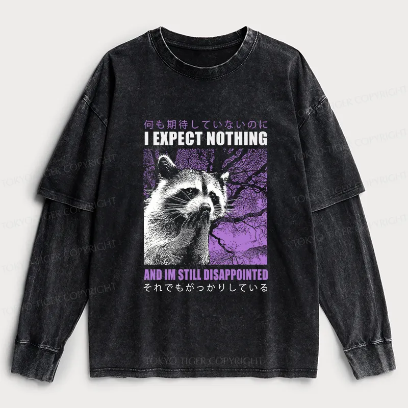 Tokyo-Tiger Disappointed Raccoon Japanese Washed Double Layer T-Shirt