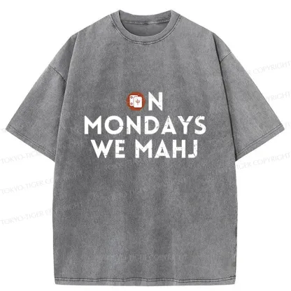 Tokyo-Tiger Fun Mahjong Washed T-Shirt