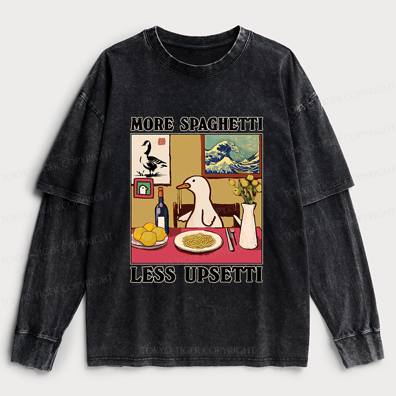 Tokyo-Tiger More Spaghetti Less Upsetti Goose Washed Double Layer T-Shirt