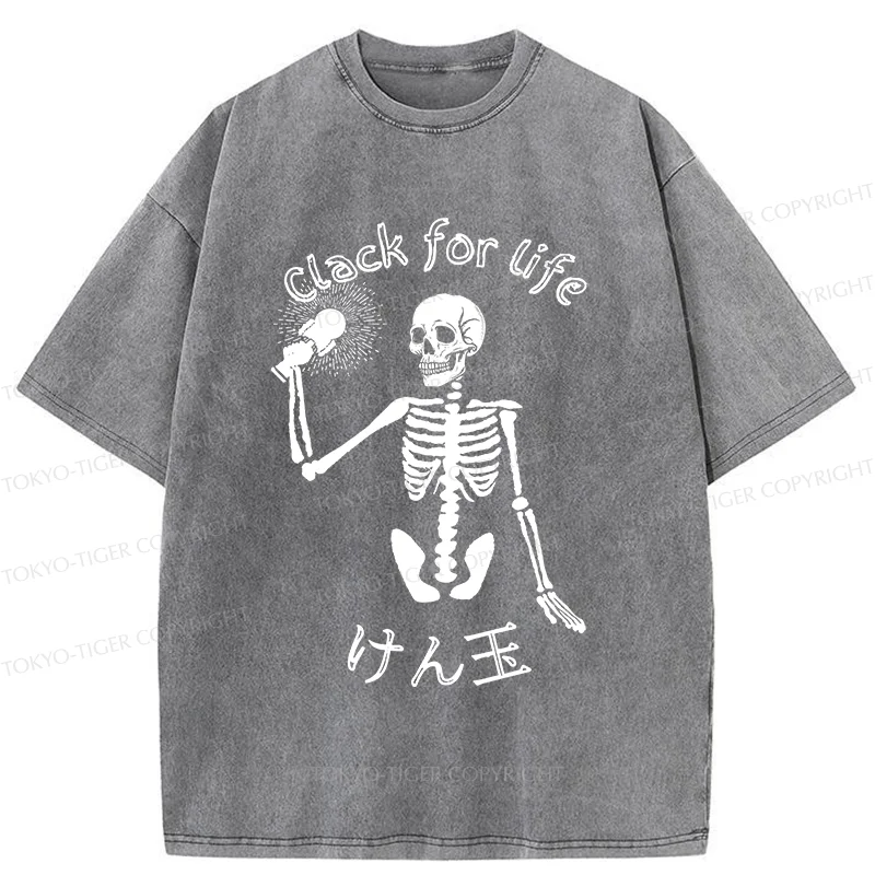 Tokyo-Tiger Skeleton Playing Kendama Washed T-Shirt