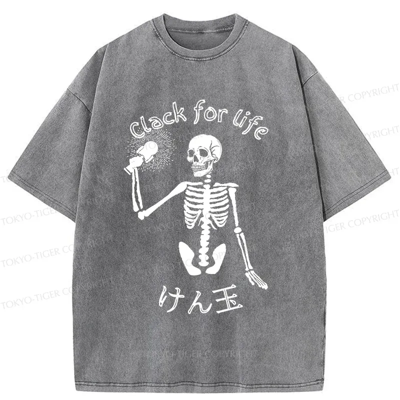 Tokyo-Tiger Skeleton Playing Kendama Washed T-Shirt