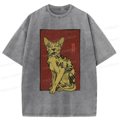 Tokyo-Tiger Japanese Hairless Cat Washed T-Shirt