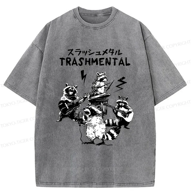 Tokyo-Tiger Trash Metal Band Washed T-Shirt