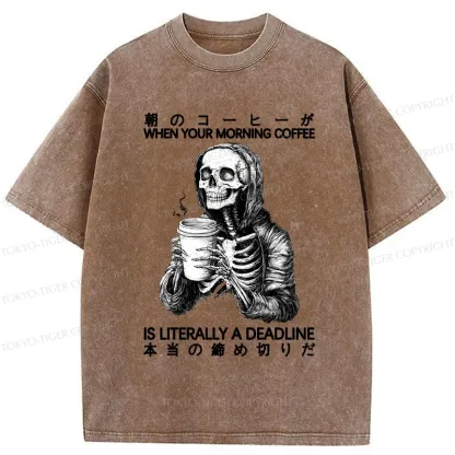 Tokyo-Tiger Workers Rely On Coffee To Survive Washed T-Shirt