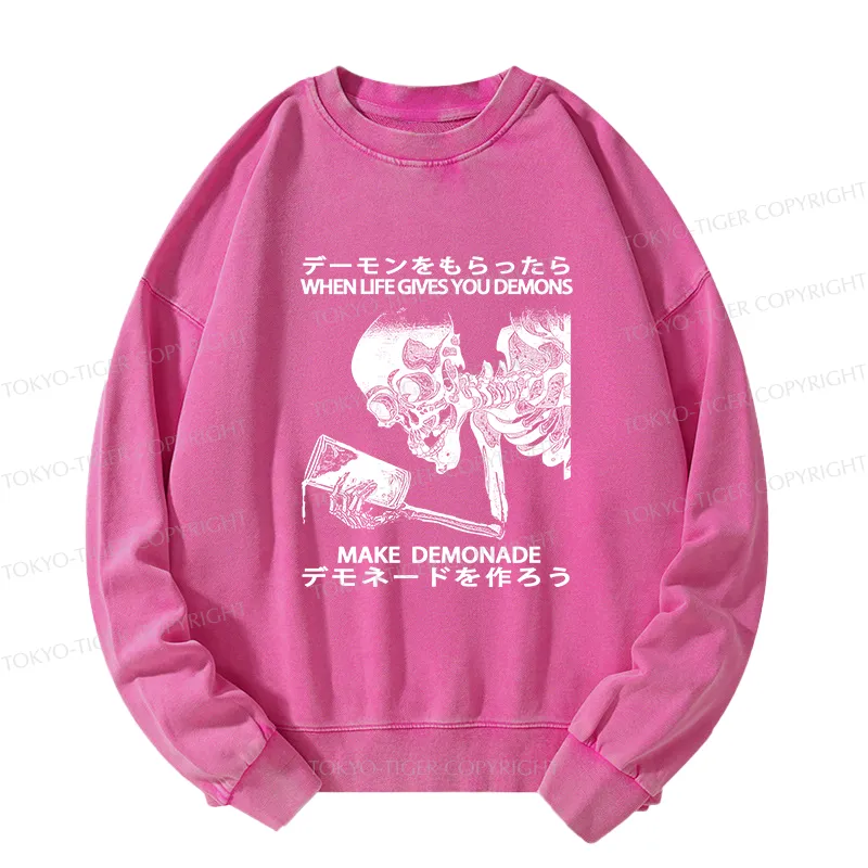 Tokyo-Tiger Make Demonade Funny Washed Sweatshirt