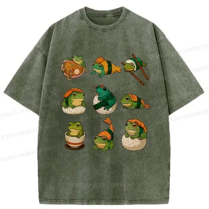 Tokyo-Tiger Japanese Food Frog Series Washed T-Shirt