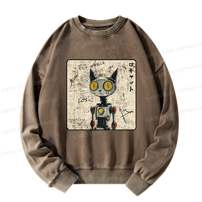 Tokyo-Tiger Robot Cat Washed Sweatshirt