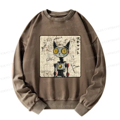 Tokyo-Tiger Robot Cat Washed Sweatshirt