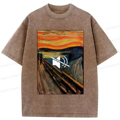 Tokyo-Tiger Funny Banning The Scream Washed T-Shirt