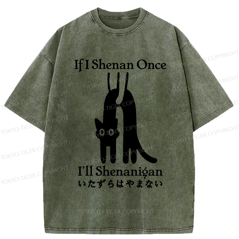 Tokyo-Tiger If I Shenan Once I'll Shenanigan Washed T-Shirt